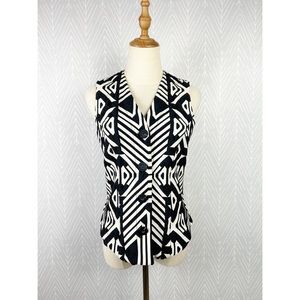 BITTE KAI RAND Black and White Egyptian Jacquard Vest, Size 38.